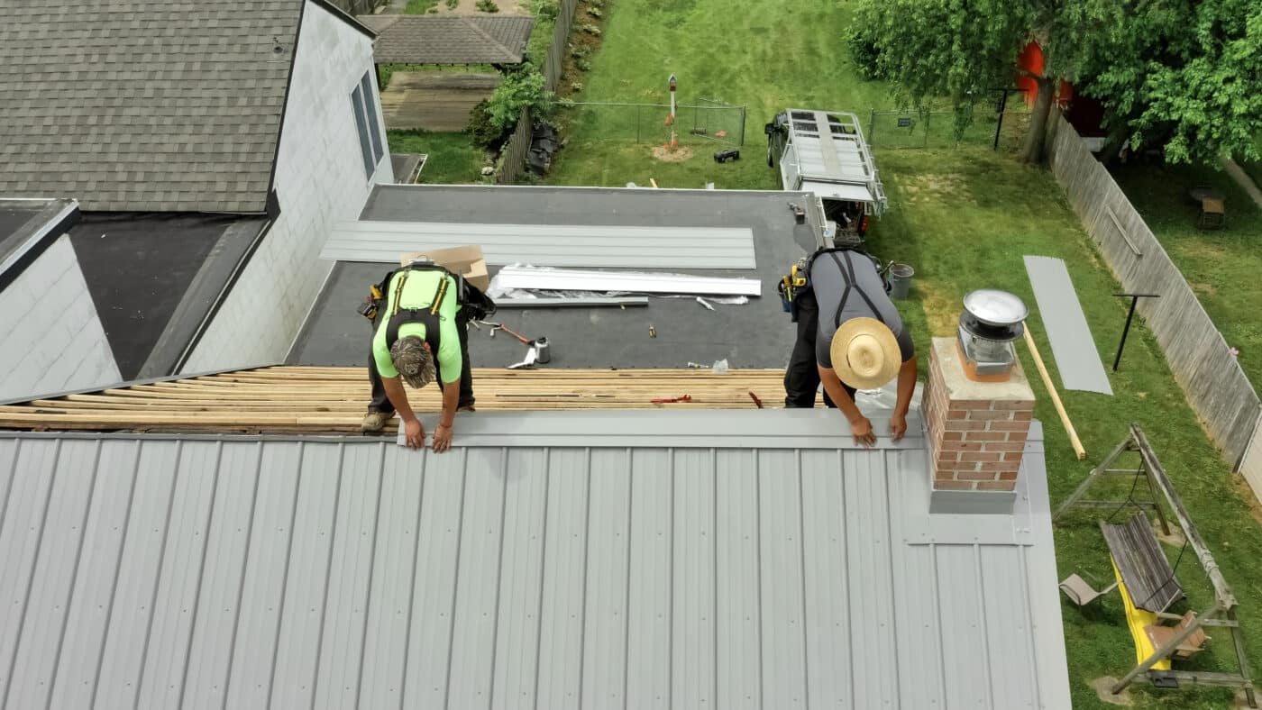 Metal set on a low-slope roof