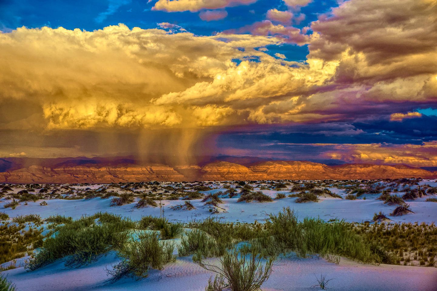 Monsoon storm over the White Sands dunes